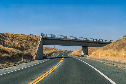 Overpass Bridge over a Single Lane Highway in Rural California, USA