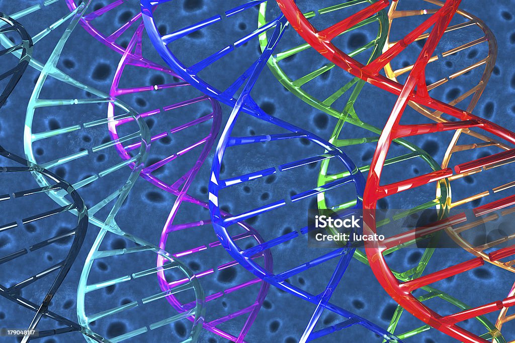 Células y DNAs 3D - Foto de stock de ADN libre de derechos