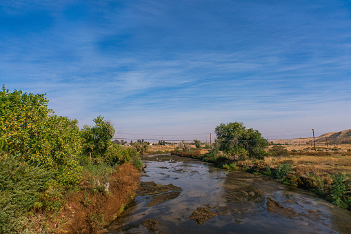 Natural Landscape - Small River through Rural Area in California, USA