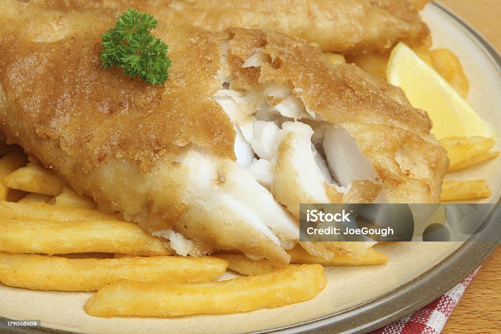 Fish and Chips Battered cod with fries. Fish and Chips Stock Photo