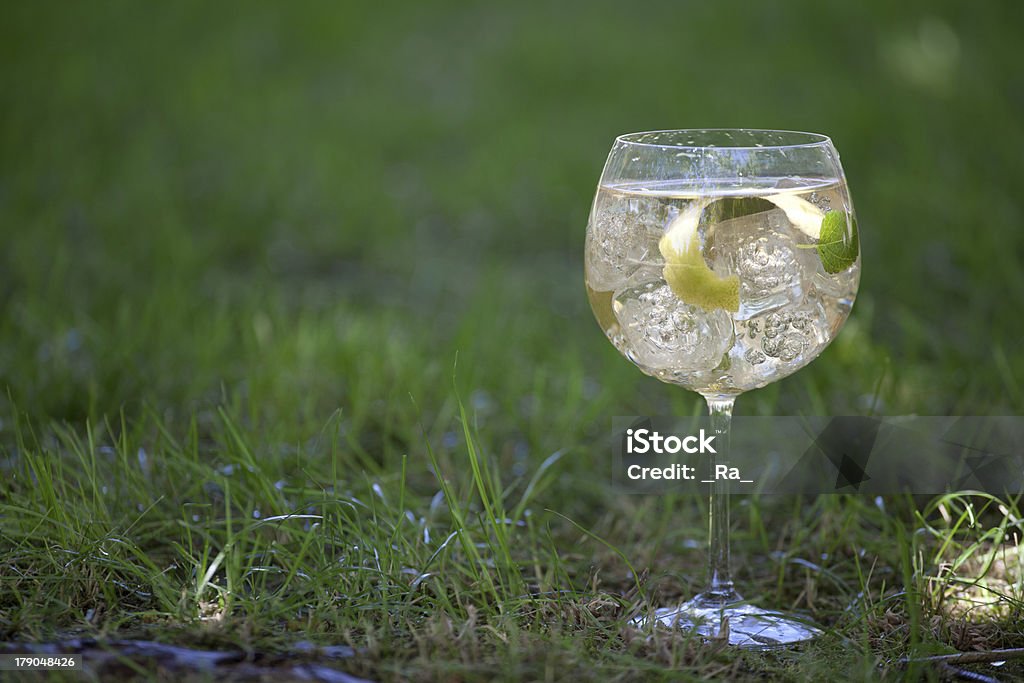 Tonico Gin cocktail con erba sfondo - Foto stock royalty-free di Acqua