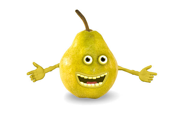 cartoon pear. Objects over white. stock photo