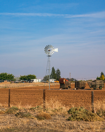 Old Windmill in a Farmer's Field in Rural California