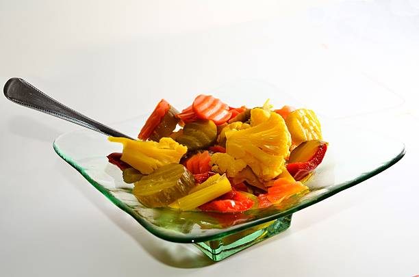 A Wide variety of pickled vegetables in a traditional Middle Eastern / Arab dish