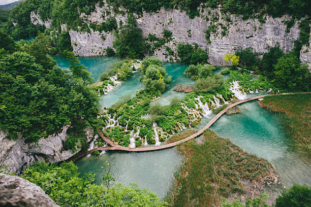 Beautiful landscape of lake in Plitvice stock photo
