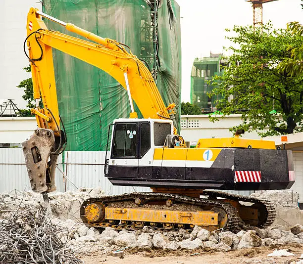 Excavator Working on Construction Site