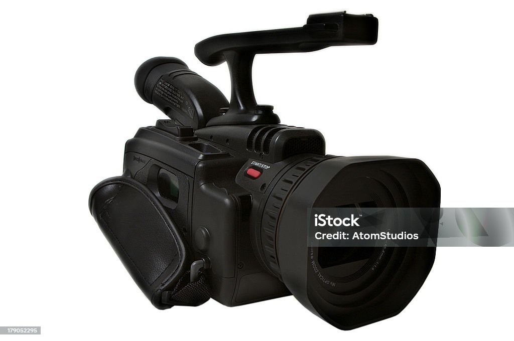 Video camera Video camera over white Activity Stock Photo