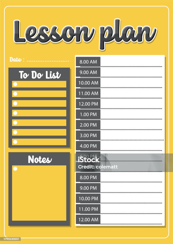 Yellow Lesson Plan Todo List Schedule Stock Illustration - Download ...
