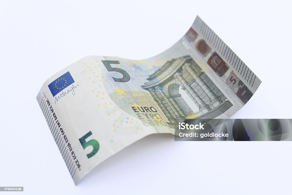 Ter desfraldado Nota de Cinco Euros - Foto de stock de Nota de Cinco Euros royalty-free