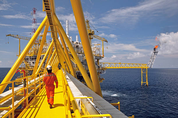 istock gas flare is on the oil rig platform 179055435