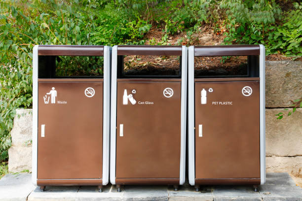 istock Trash bin recycling separate garbage trash can in the public park in South Korea 1790568901