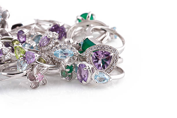istock Silver jewelry on a white background 179057206