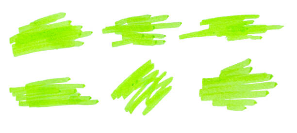 A set of Stroke drawn with green marker isolated on white.
