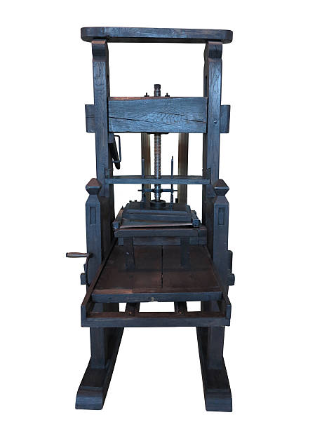 istock Old black letterpress isolated on white background 179057930