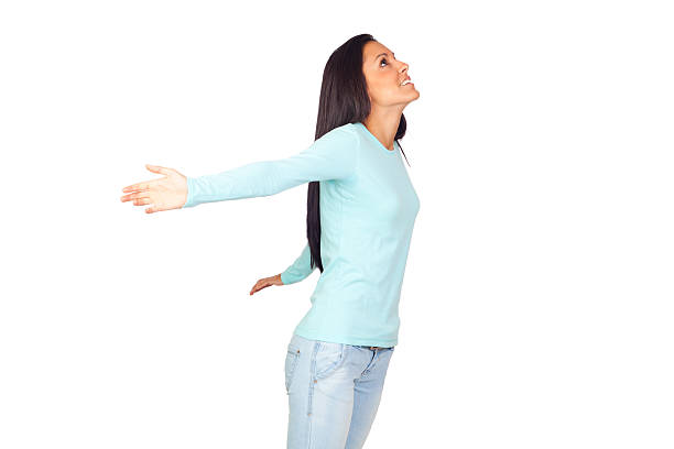 istock Young Woman with Arms Wide Open 179058425