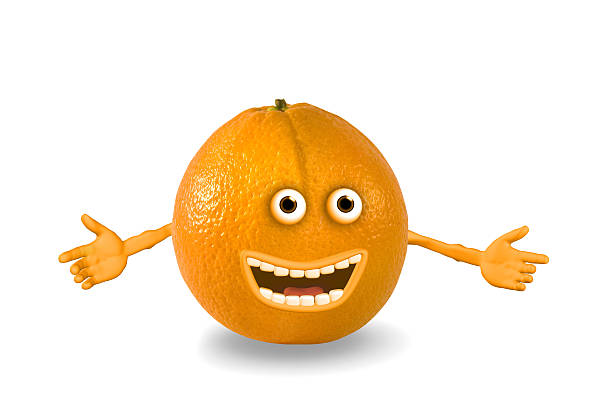 cartoon orange. Objects over white. stock photo