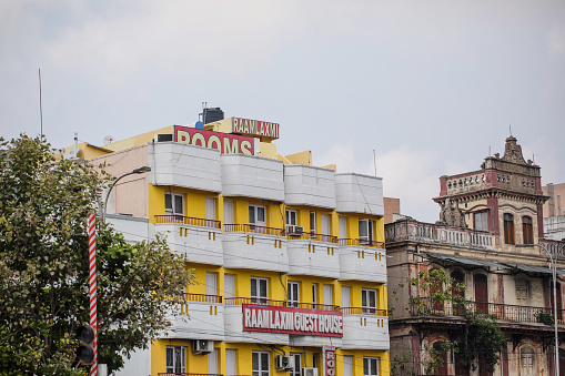Chennai, India - October 8, 2023. A small, locally-owned hotel in Chennai, near to the central train station.
