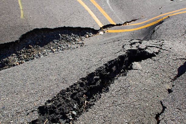 istock Because of  violation  technology in the construction  roads 179061464