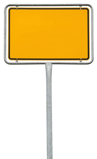 yellow blank sign (clipping path) isolated on white