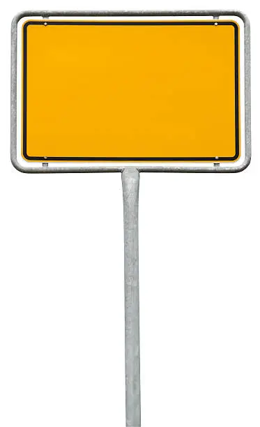 yellow blank sign (clipping path) isolated on white