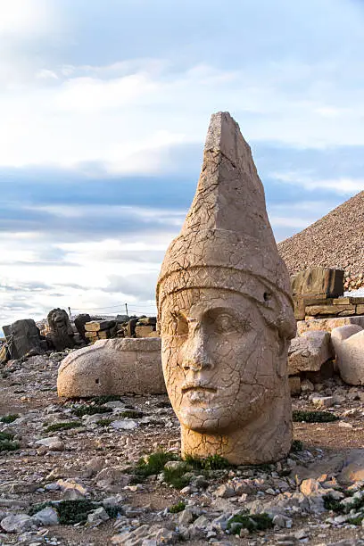 Stone heads of the gods of the Kommagene Kingdom on Nemrut Mountain, Turkey.