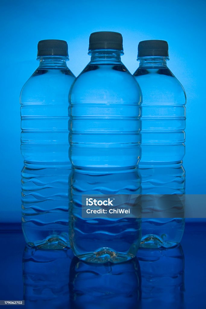 Water Bottles Blue Light Water Bottles Blue Stock Photo