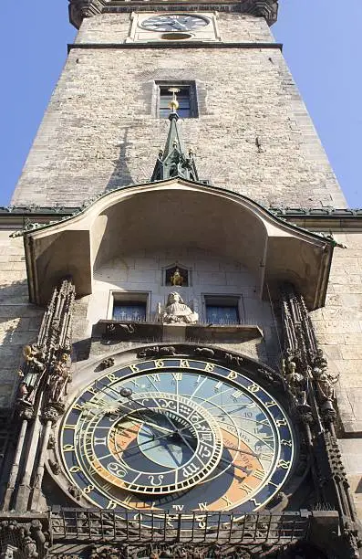 tower-clock on the town-hall in old town - prague