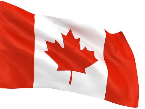 Canada flag on black wood wall. Horizontal panoramic banner.