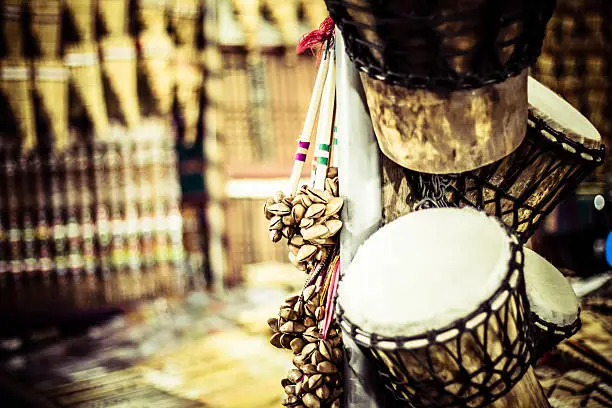 Musical instrument in local market in Peru.