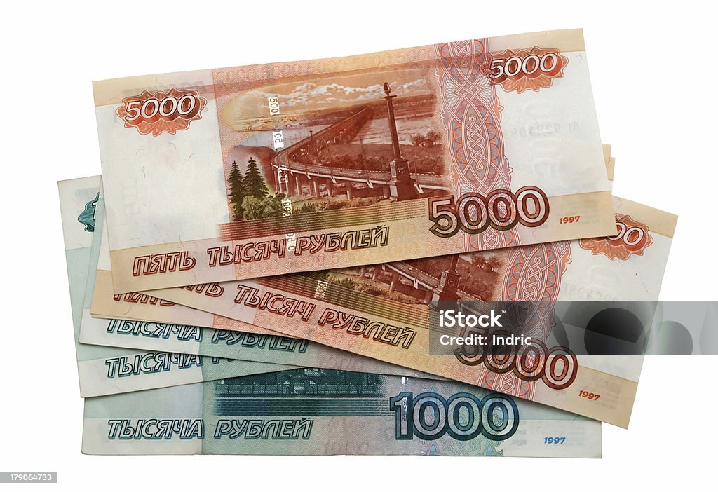 O dinheiro russo - Foto de stock de Nota de Cinco Mil Roubles royalty-free