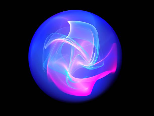 istock Abstract futuristic composition in blue purple tones on a black background 1790652592