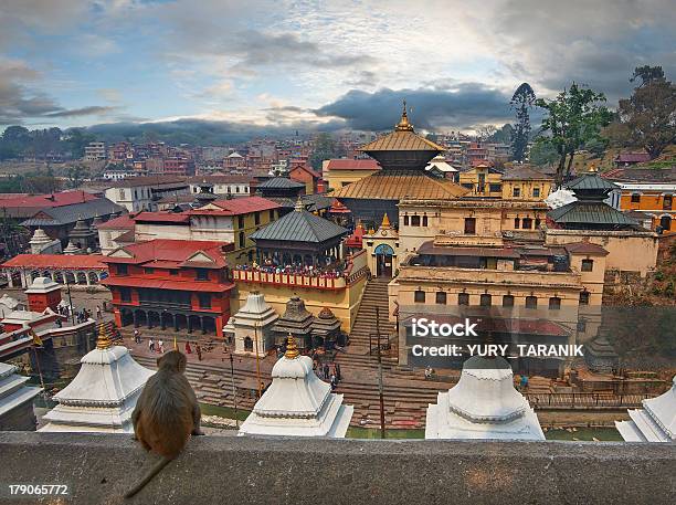 Roof Top Overview Of Pashupatinath City Line Stock Photo - Download Image Now - Antique, Ape, Architecture