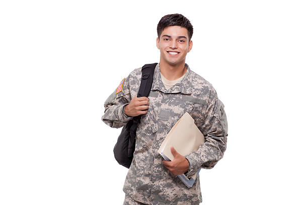 An American soldier smiling at the camera stock photo
