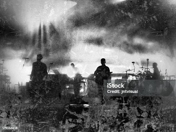 Musical Group Performing On Stage At A Concert Stock Photo - Download Image Now - Punk - Person, Black And White, Performance