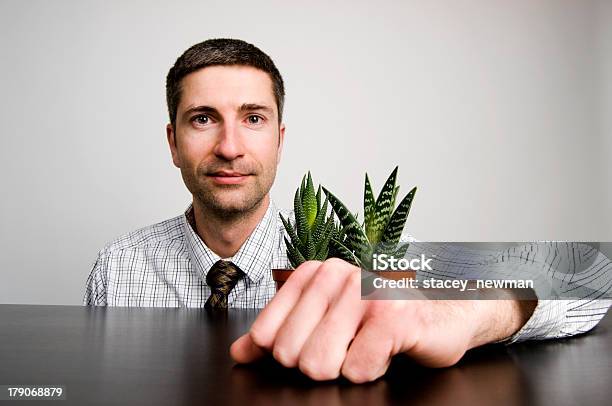 Un Hombre De Negocios Y Verde Concepto Ambiental Planta Foto de stock y más banco de imágenes de Adulto