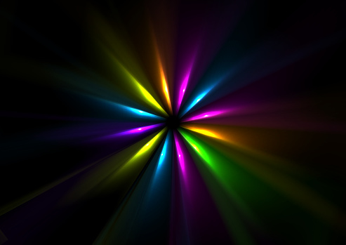 Colorful neon laser rays abstract glowing background. Technology vector design