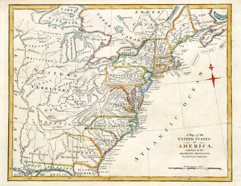 Color image of an old map of South Central (United) States, from 1800's.