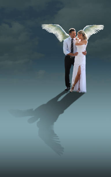 istock Divine wedding angel and bride isolated 179070295