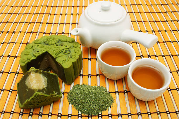 Greentea Mooncake z Teacup i czajnik do herbaty – zdjęcie