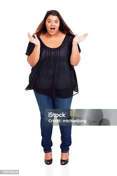 Cute Large Young Woman Looking Surprised Stock Photo - Download Image Now -  Cut Out, Full Length, Fun - iStock