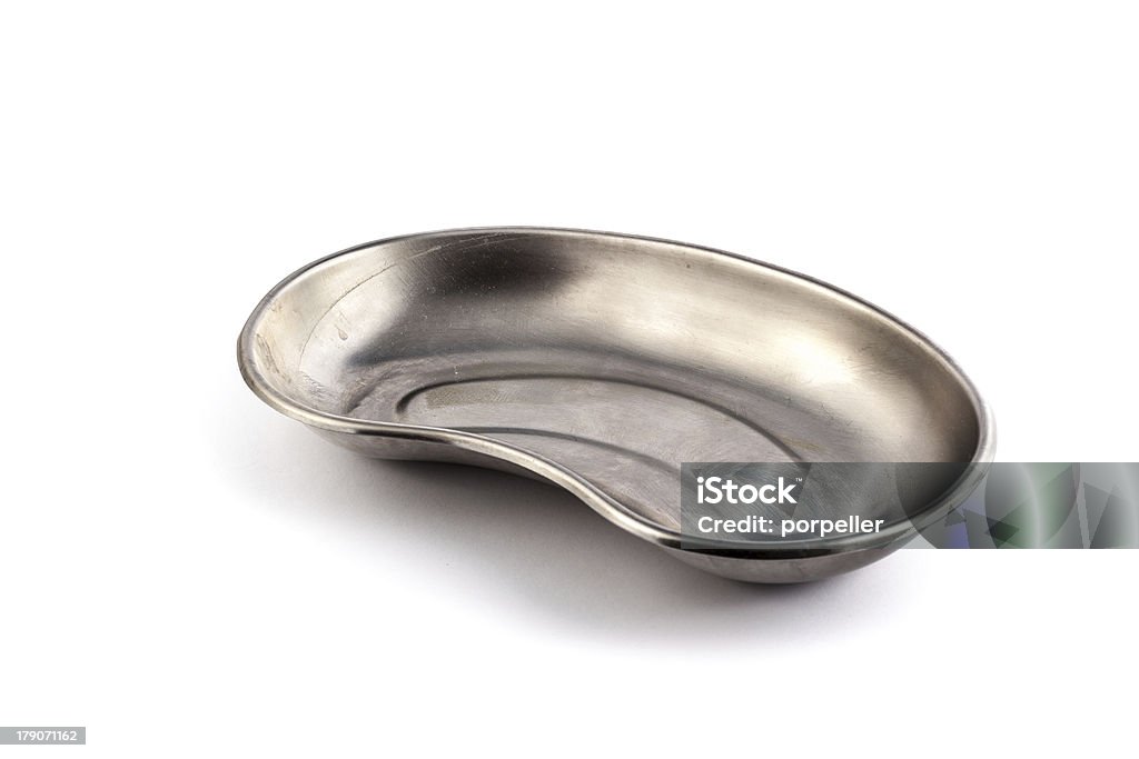 Surgical tray a stainless steel surgical tray  isolated over white Medical Tray Stock Photo