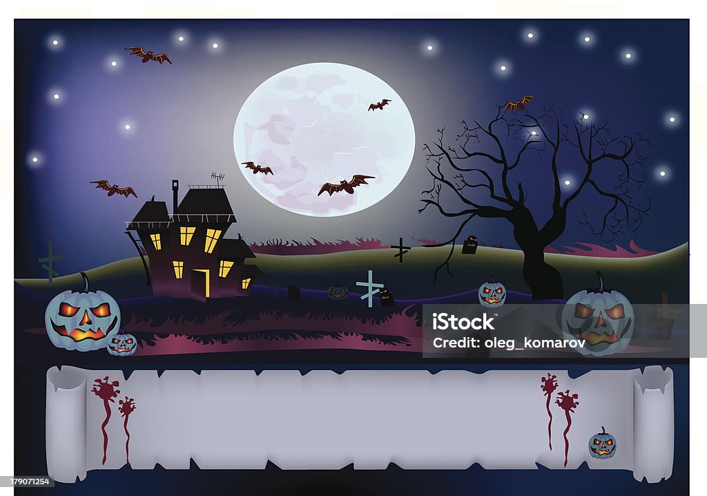 Halloween .scary house - arte vectorial de Calabaza gigante libre de derechos