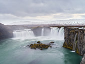Goðafoss waterfall in winter day at Iceland.
