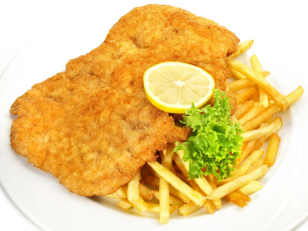 istock Breaded Schnitzel with French Fries - Isolated 1790717536