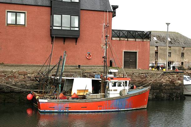 Fishing Boat in Dunbar Harbour stock photo