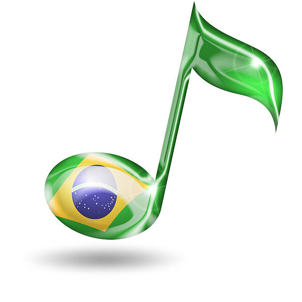 nota musical con bandera brasileña colores - samba dancing audio fotografías e imágenes de stock