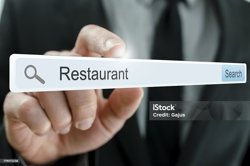 Word Restaurant written in search bar Word Restaurant written in search bar on virtual screen. Adult Stock Photo