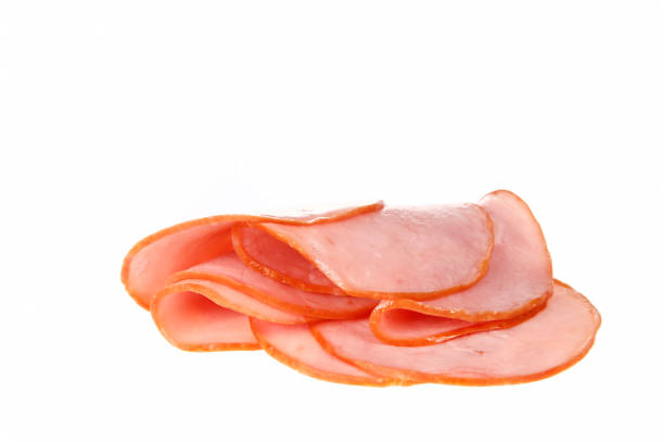 istock Pork ham slices isolated on white background 1790726755