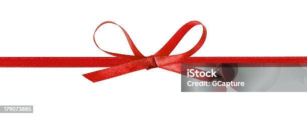 Thin Red Bow With Horizontal Ribbon Stock Photo - Download Image Now -  Thin, Tied Bow, Ribbon - Sewing Item - iStock