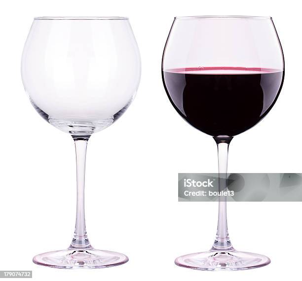Full And Empty Red Wine Glass Isolated Stock Photo - Download Image Now - Cut Out, Drinking Glass, Full